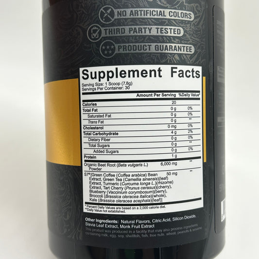 5% Core Beet Root with S7 Fruit Punch Pump Powder