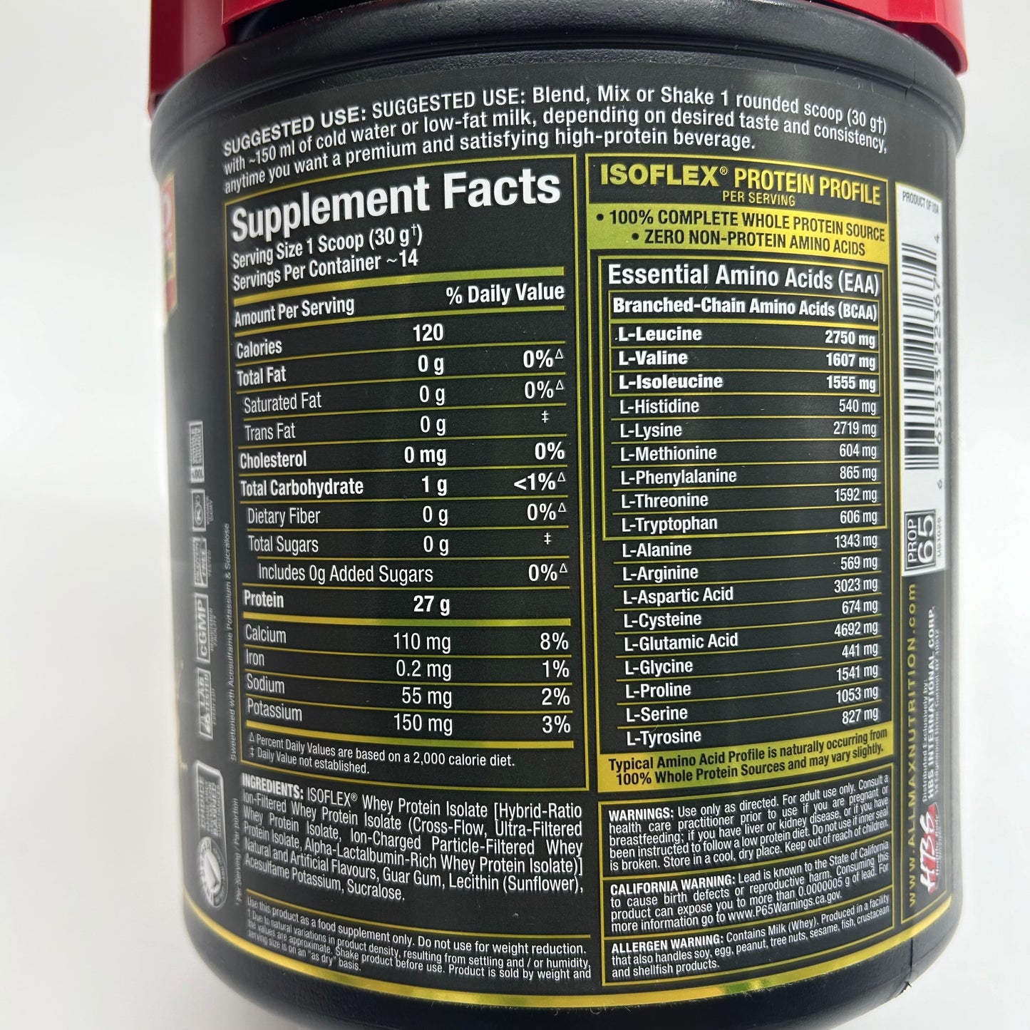 ALLMAX “Isoflex” Pure Whey Protein Isolate - 1lb