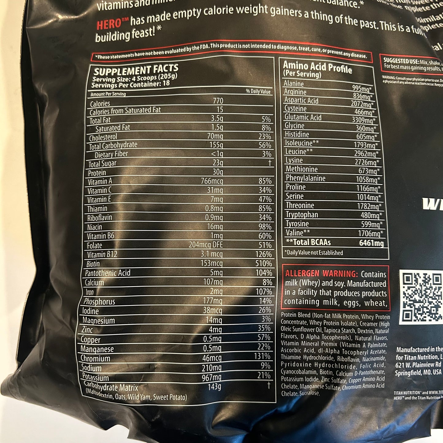 Titan Nutrition “HERO” Mass Gainer