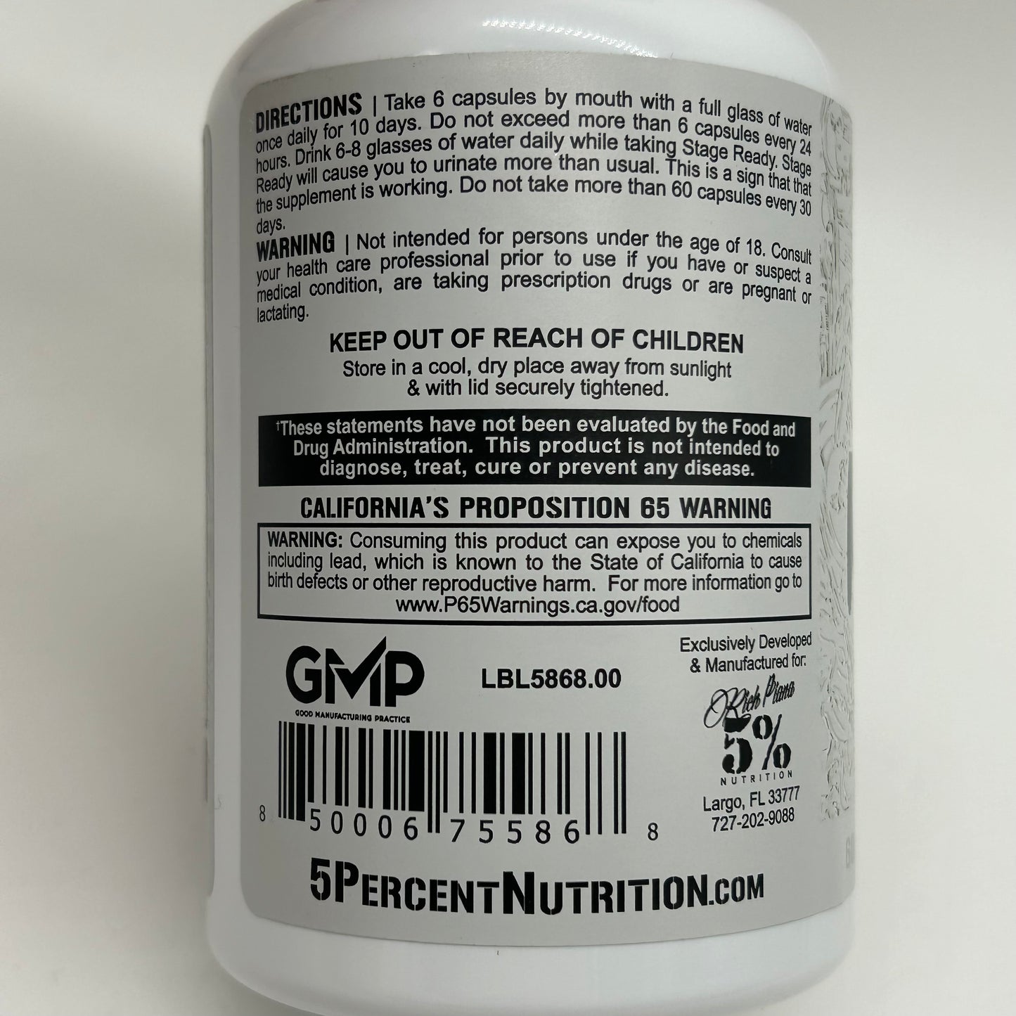 Rich Piana’s 5% Nutrition “STAGE READY” Diuretic