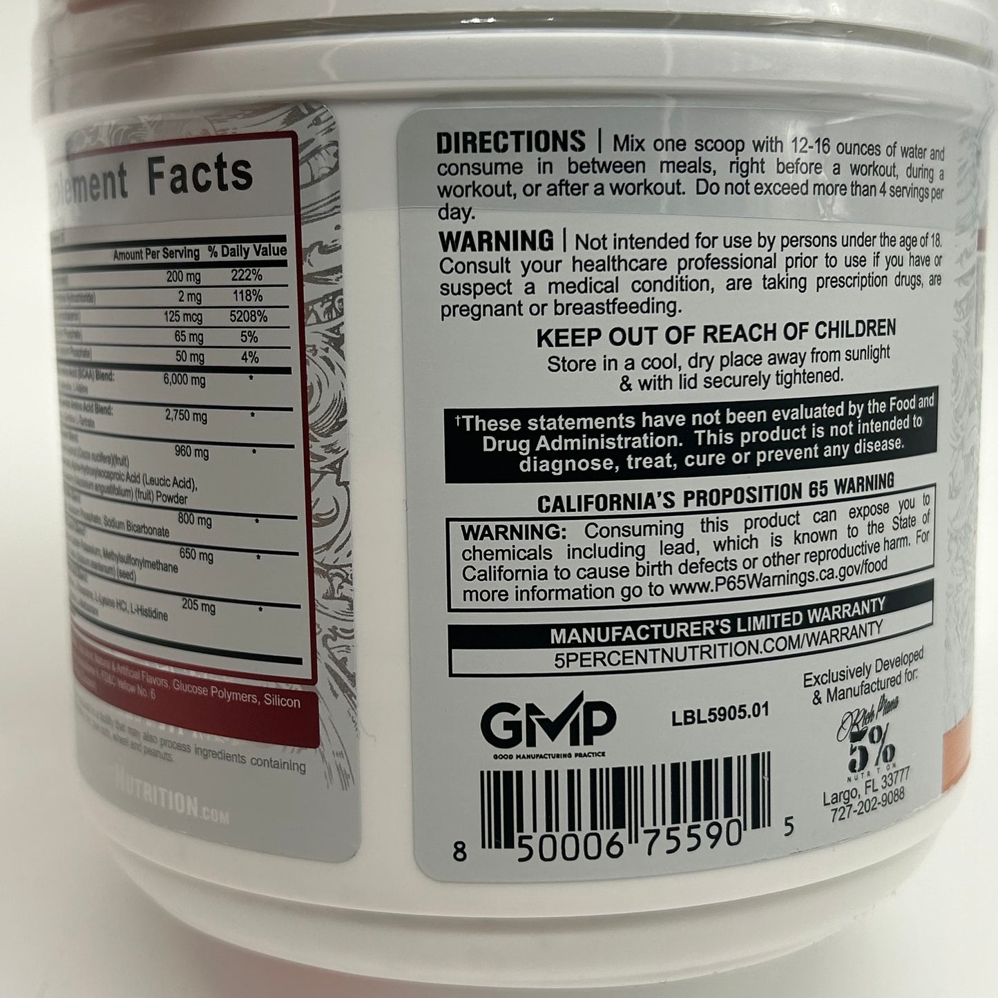 Rich Piana’s 5% Nutrition “ALL DAY YOU MAY” Pre-Intra-Post Workout Supplement - Muscle and Joint Support