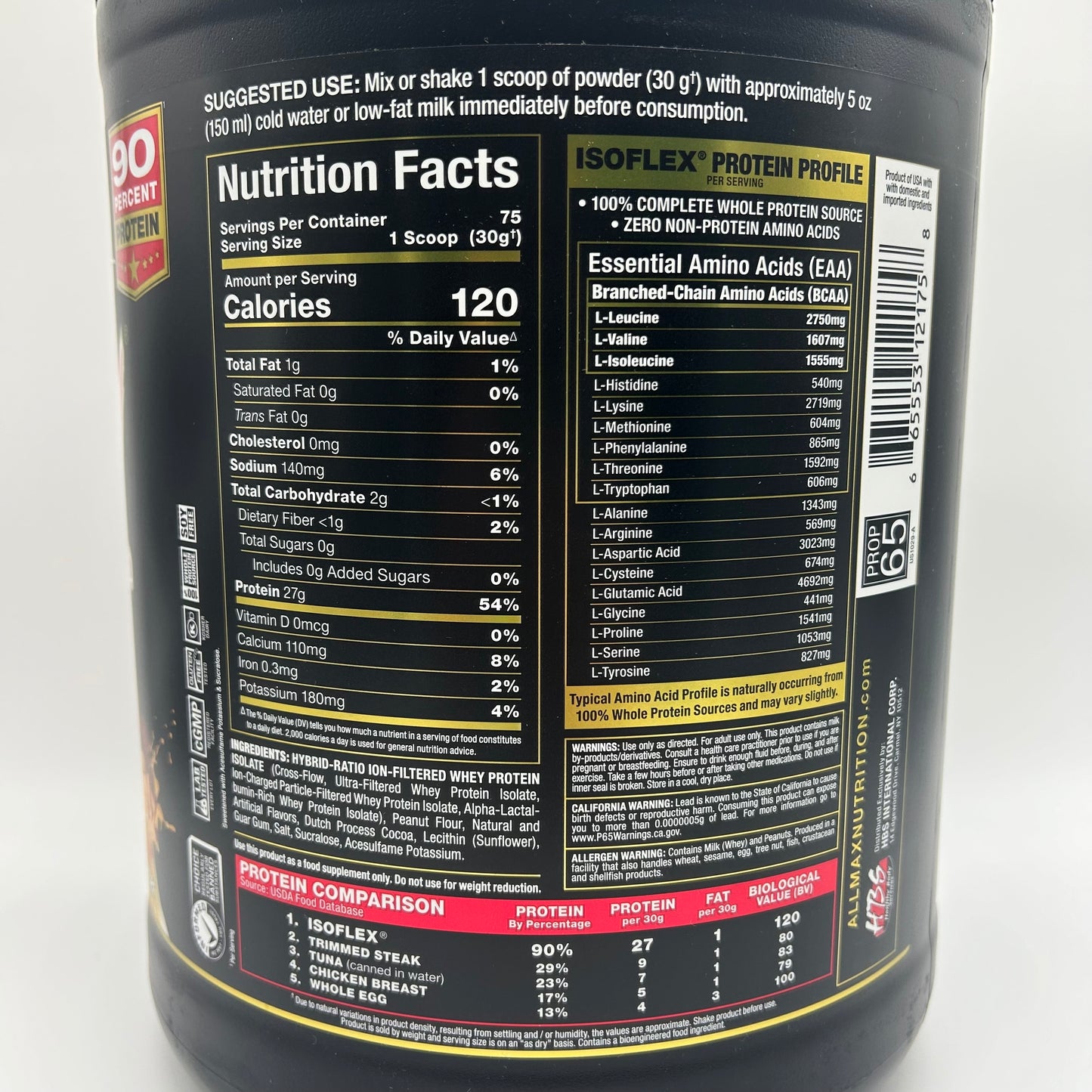 ALLMAX “Isoflex” Pure Whey Protein Isolate Chocolate PB - 5lbs
