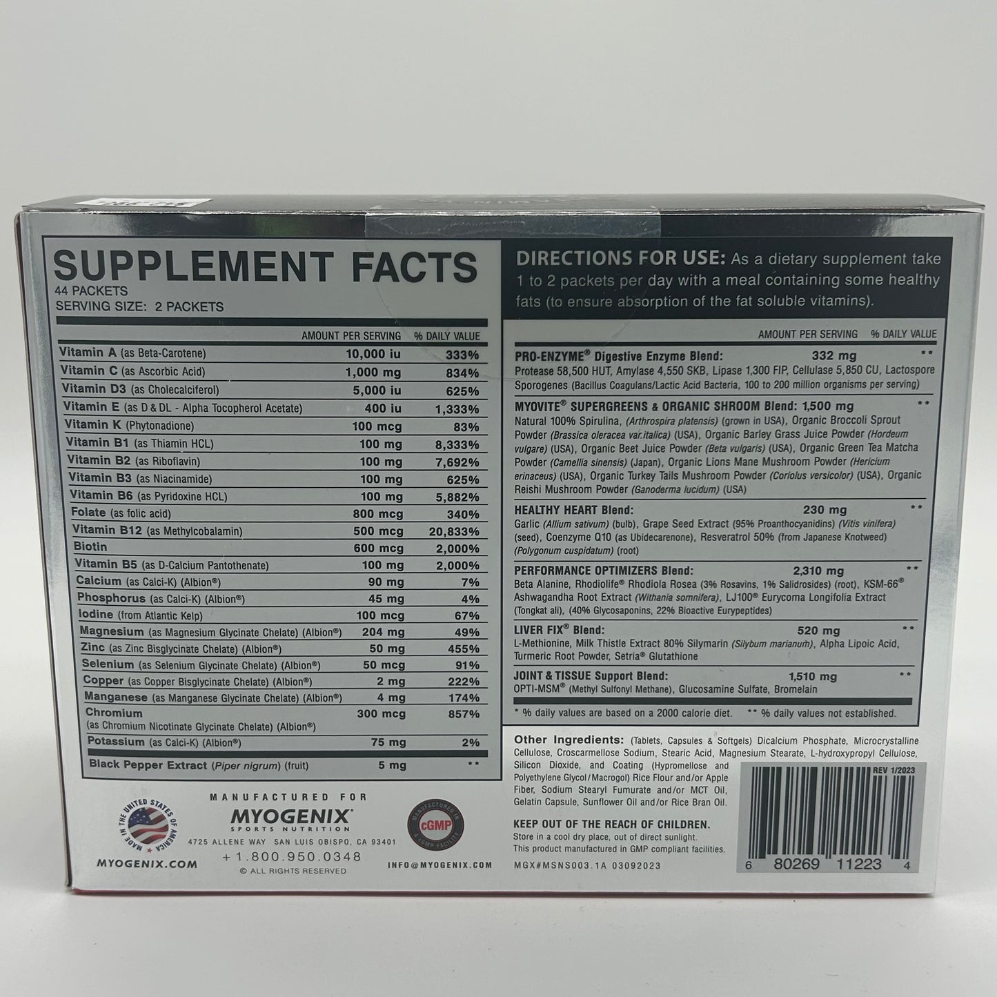 Myogenix “MYOVITE” Multivitamin & Multimineral