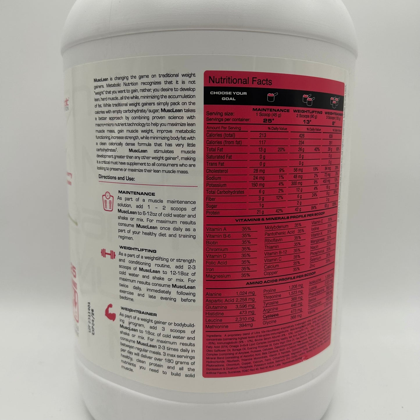 Metabolic Nutrition “Musclean” Formulated Lean Weight Gainer