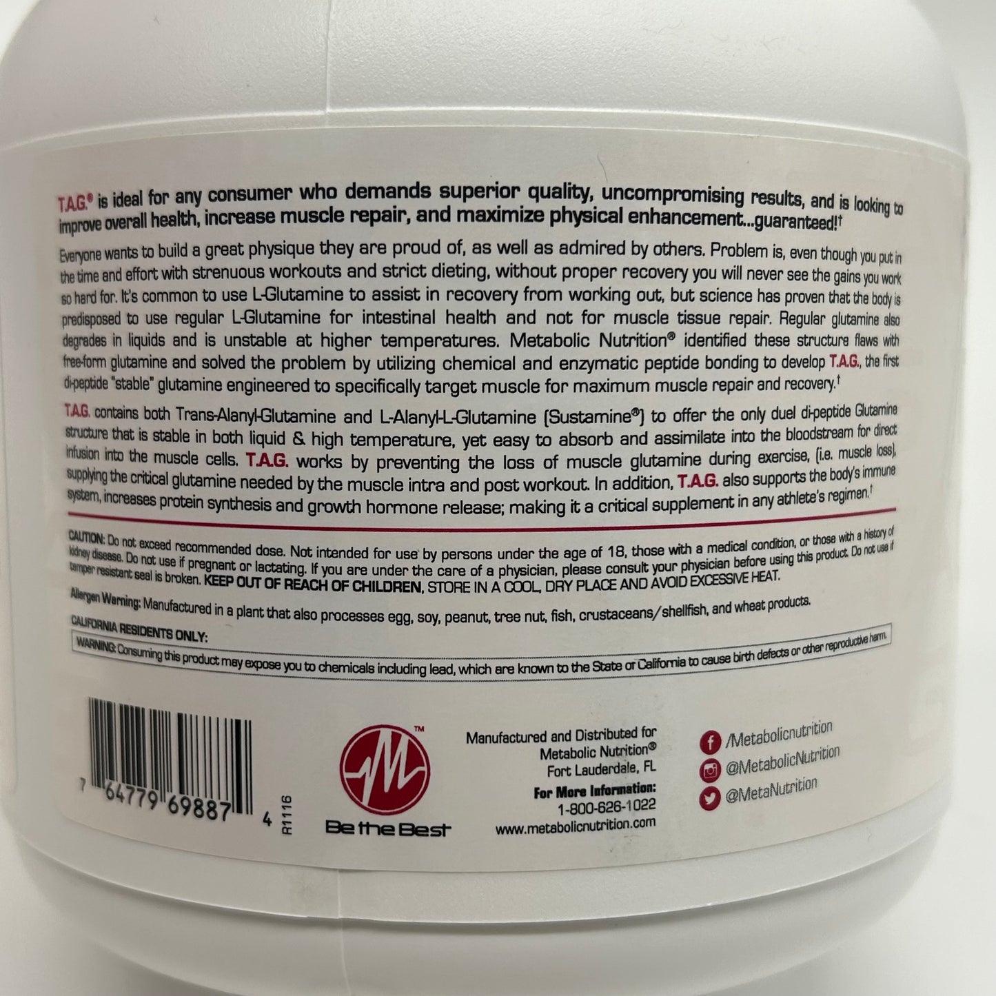 Metabolic Nutrition “Trans Alanyl Glutamine” Glutamine Matrix