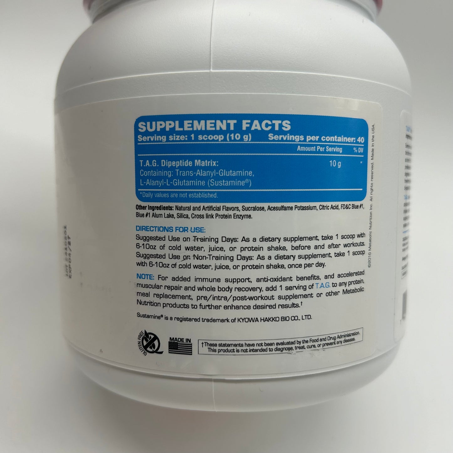 Metabolic Nutrition “Trans Alanyl Glutamine” Glutamine Matrix